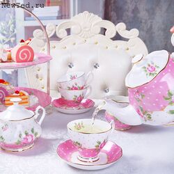 Чайный сервиз розовый