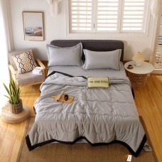 Комплект постельного белья однотонный сатин с одеялом простынь на резинке FBR011